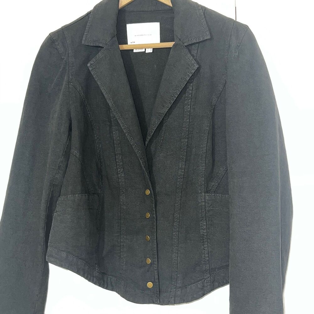 by Anthropologie Dark Green Womens Twill Stretch Blazer/Jacket Sz10